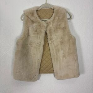 Zara Reversible Tan Faux Fur and Quilted Vest Girl's Size 13/14